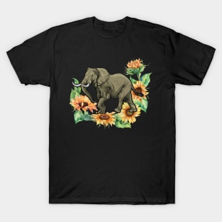 Sunflower Elephant Gift T-Shirt